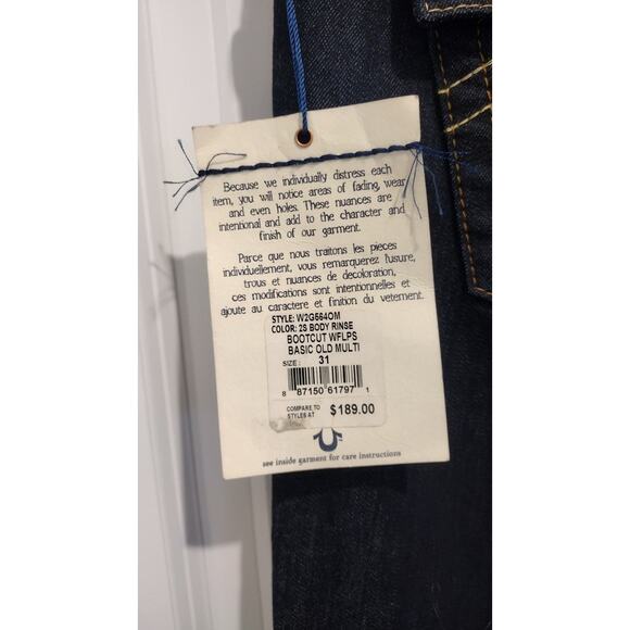 NWTS~ True Religion Bootcut W Flaps SIZE 31 RN# 112790 - Picture 6 of 9